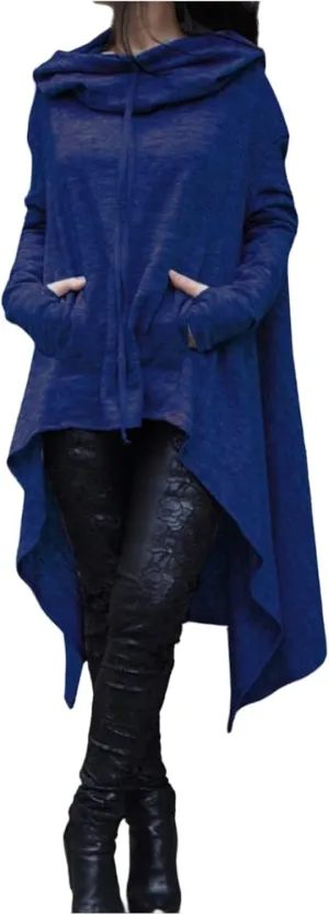 Irregular Hem Hoodie Women Oversized Long Hooded Pullover Sweatshirt Casual Asymmetrical Tops Tunic Fall Fashion