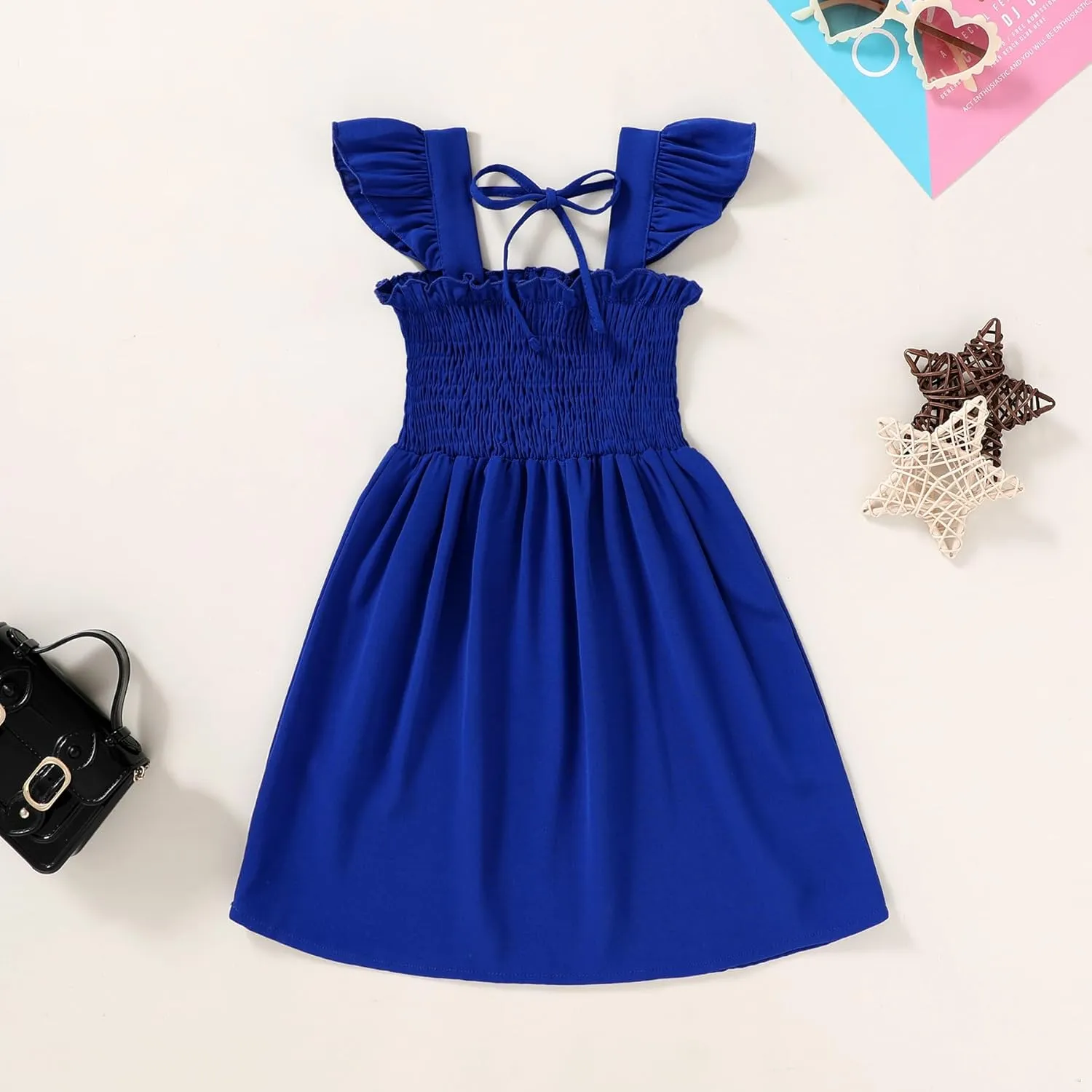 JEELLIGULAR Toddler Dress Ruffle Sleeveless Button Down Dress for Toddler Girl Dress Summer Beach Casual A-line Sundress