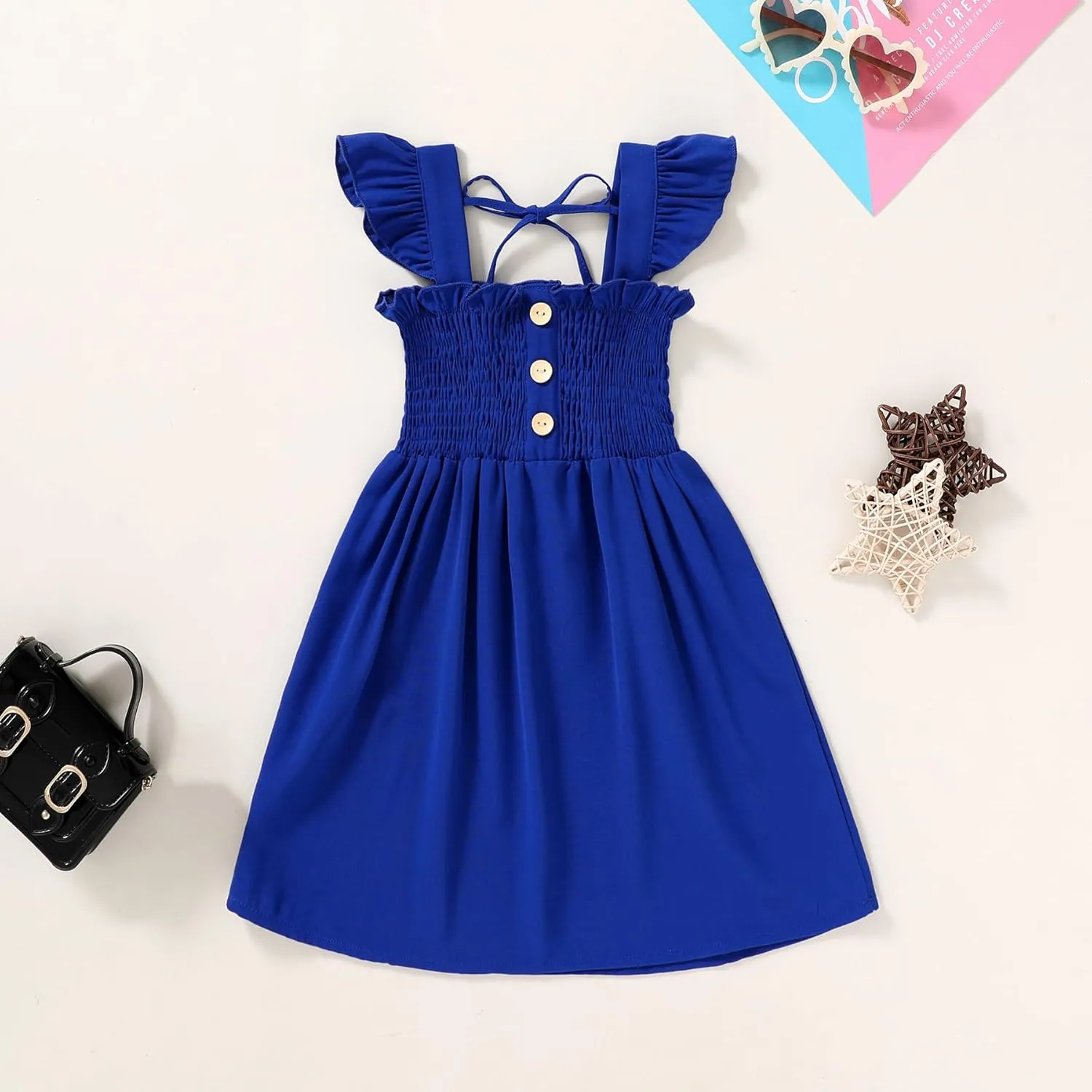 JEELLIGULAR Toddler Dress Ruffle Sleeveless Button Down Dress for Toddler Girl Dress Summer Beach Casual A-line Sundress