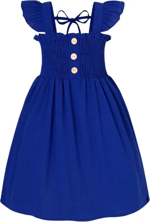 JEELLIGULAR Toddler Dress Ruffle Sleeveless Button Down Dress for Toddler Girl Dress Summer Beach Casual A-line Sundress