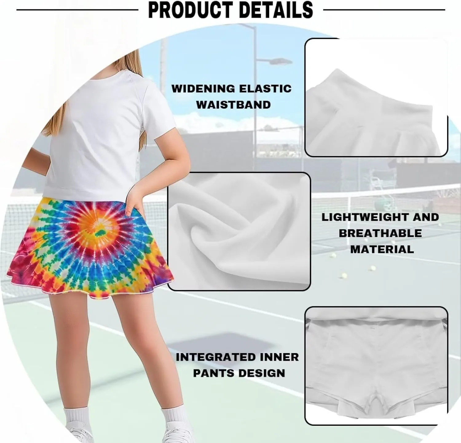Kids 2 in 1 Skorts for Girls Tennis Athletic Skirts with Pockets 5-14 Years Casual High Waisted Comfy Skorts
