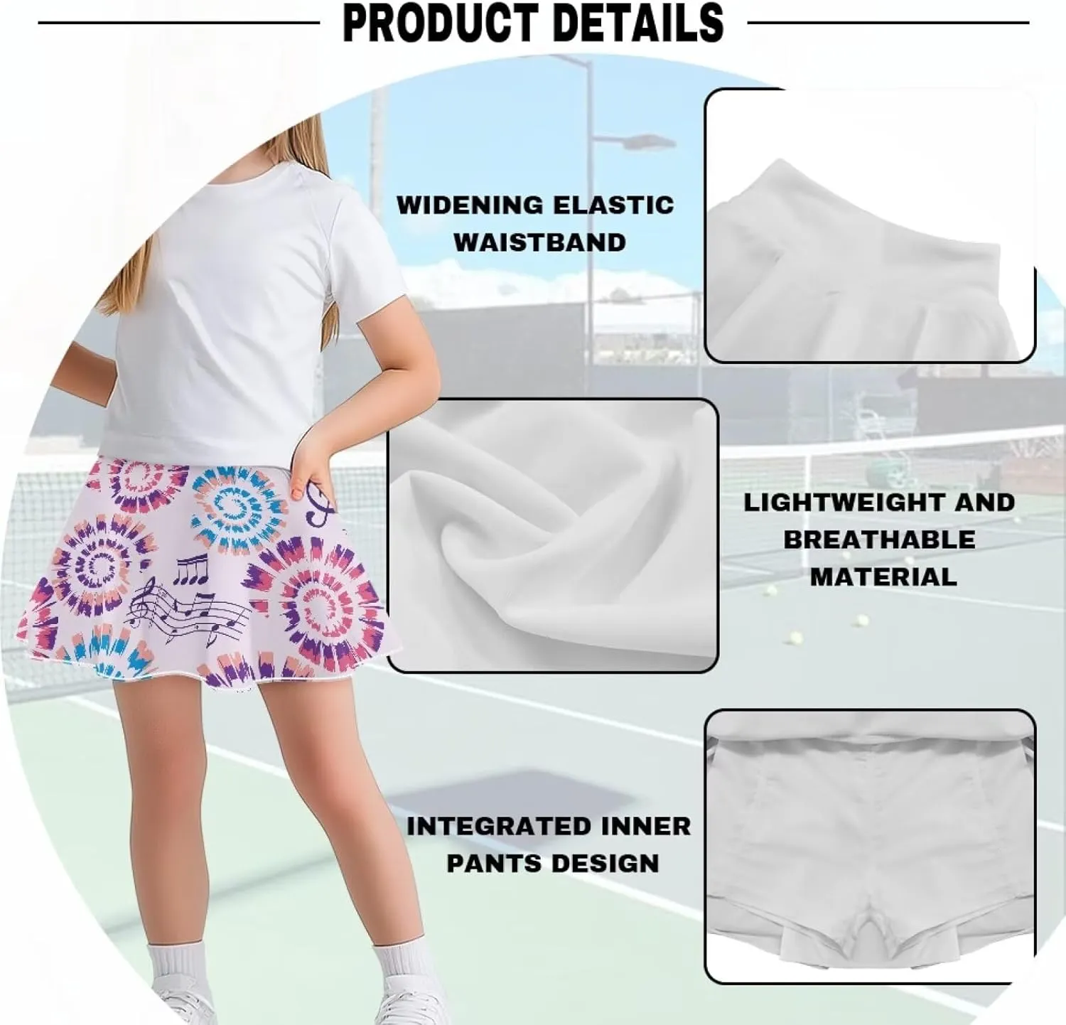 Kids 2 in 1 Skorts for Girls Tennis Athletic Skirts with Pockets 5-14 Years Casual High Waisted Comfy Skorts