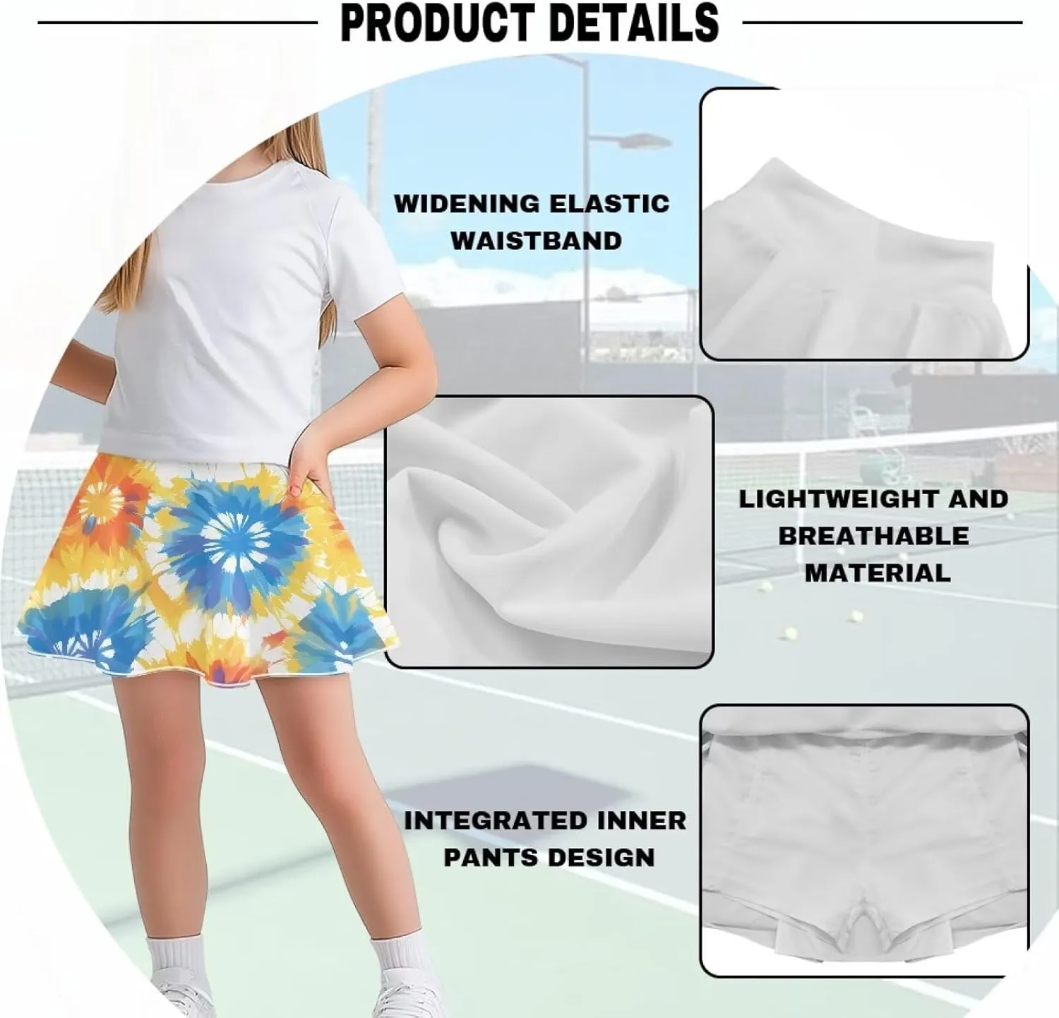 Kids 2 in 1 Skorts for Girls Tennis Athletic Skirts with Pockets 5-14 Years Casual High Waisted Comfy Skorts