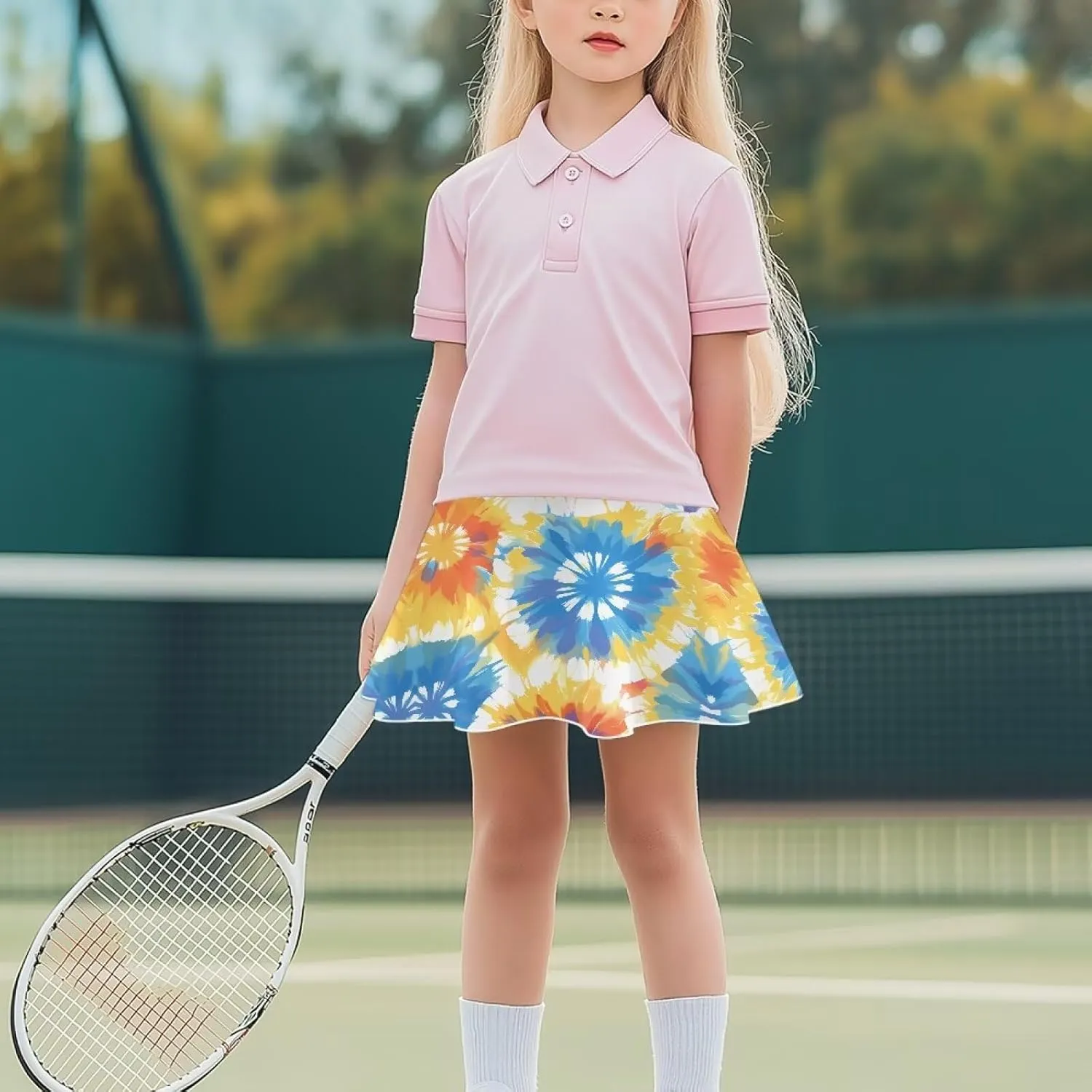 Kids 2 in 1 Skorts for Girls Tennis Athletic Skirts with Pockets 5-14 Years Casual High Waisted Comfy Skorts