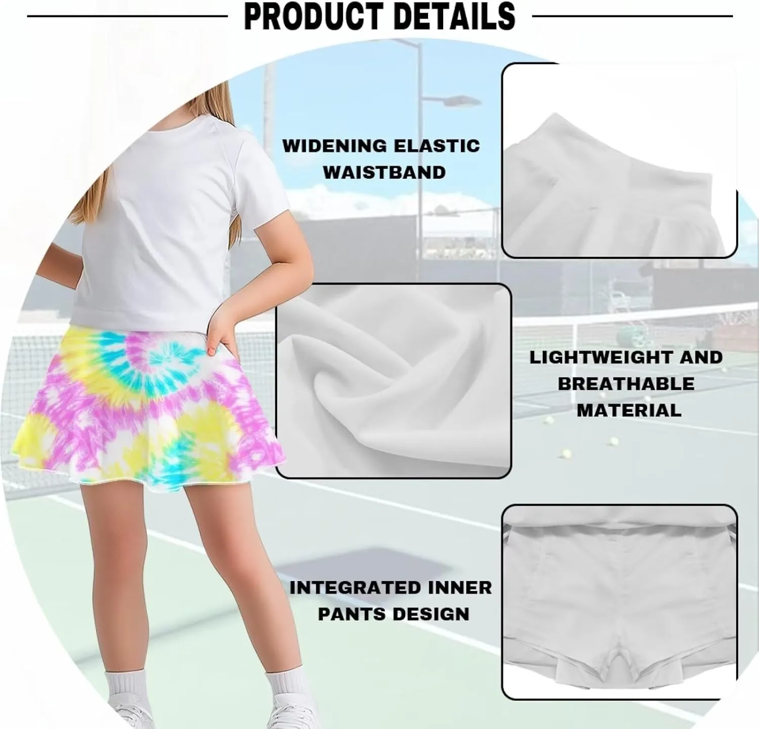 Kids 2 in 1 Skorts for Girls Tennis Athletic Skirts with Pockets 5-14 Years Casual High Waisted Comfy Skorts