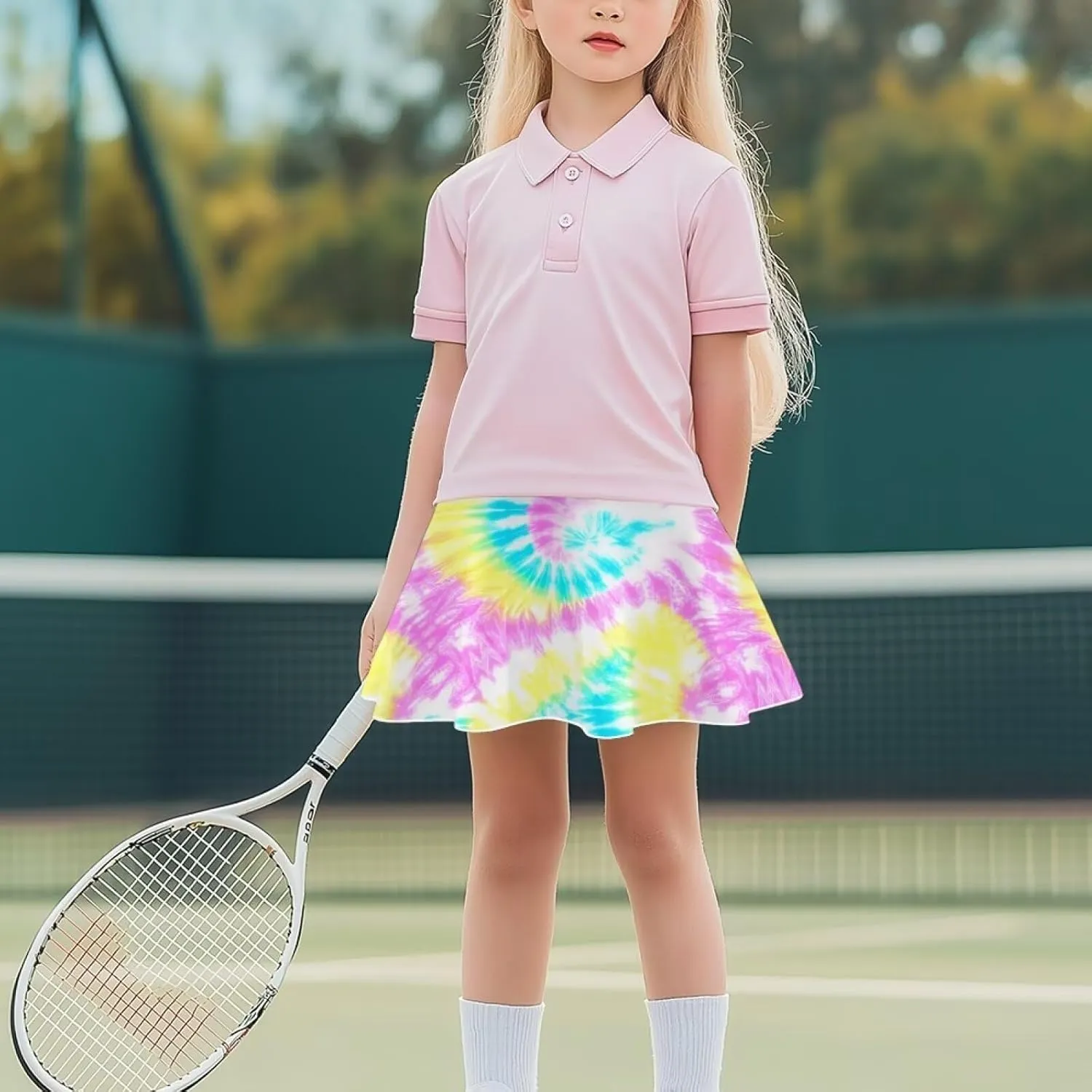 Kids 2 in 1 Skorts for Girls Tennis Athletic Skirts with Pockets 5-14 Years Casual High Waisted Comfy Skorts