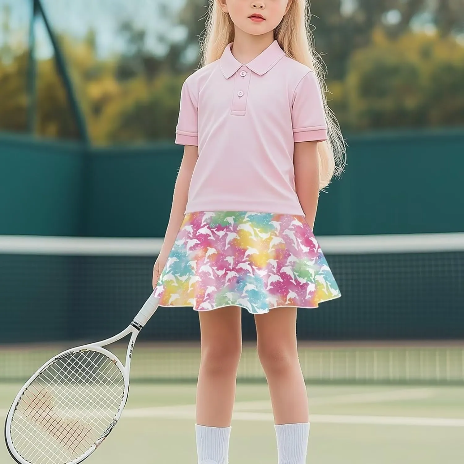 Kids 2 in 1 Skorts for Girls Tennis Athletic Skirts with Pockets 5-14 Years Casual High Waisted Comfy Skorts
