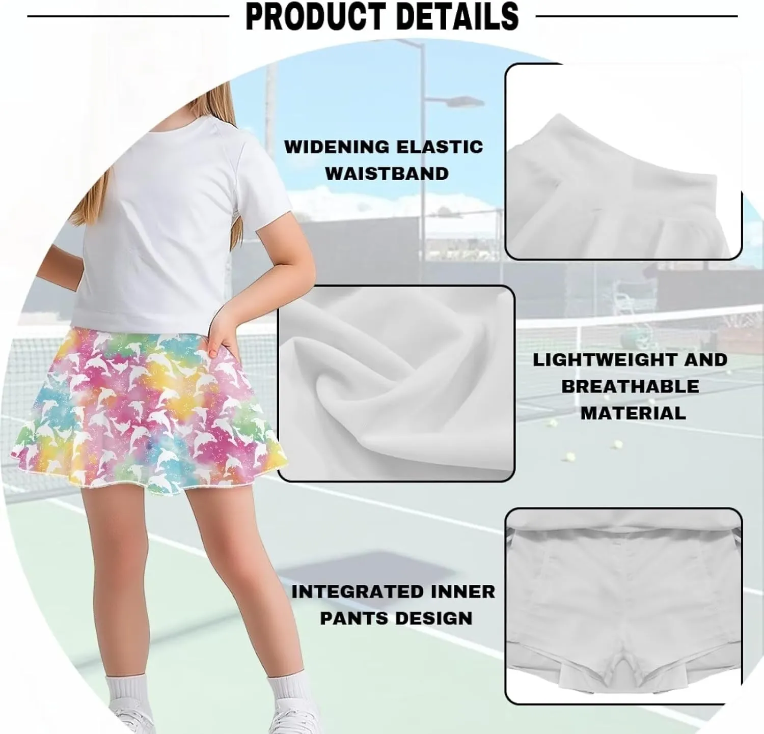 Kids 2 in 1 Skorts for Girls Tennis Athletic Skirts with Pockets 5-14 Years Casual High Waisted Comfy Skorts