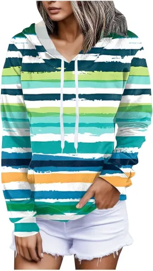 Ladies Long Sleeve Hoodies Daily Crewneck Dressy Sweatshirts Drawstring Casual Drawstring Pullover 2025 With Pockets