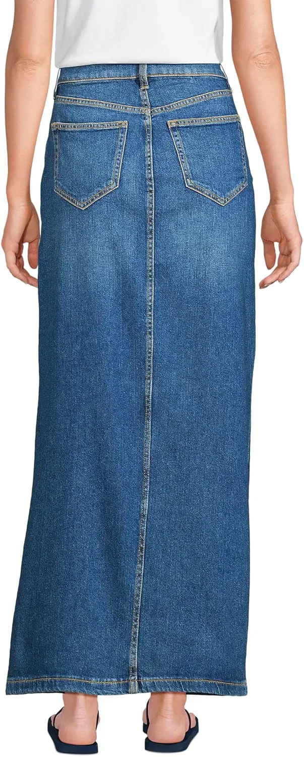 Lands' End Women's Soft Denim Maxi Skirt