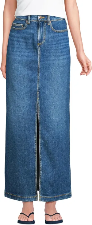 Lands' End Women's Soft Denim Maxi Skirt