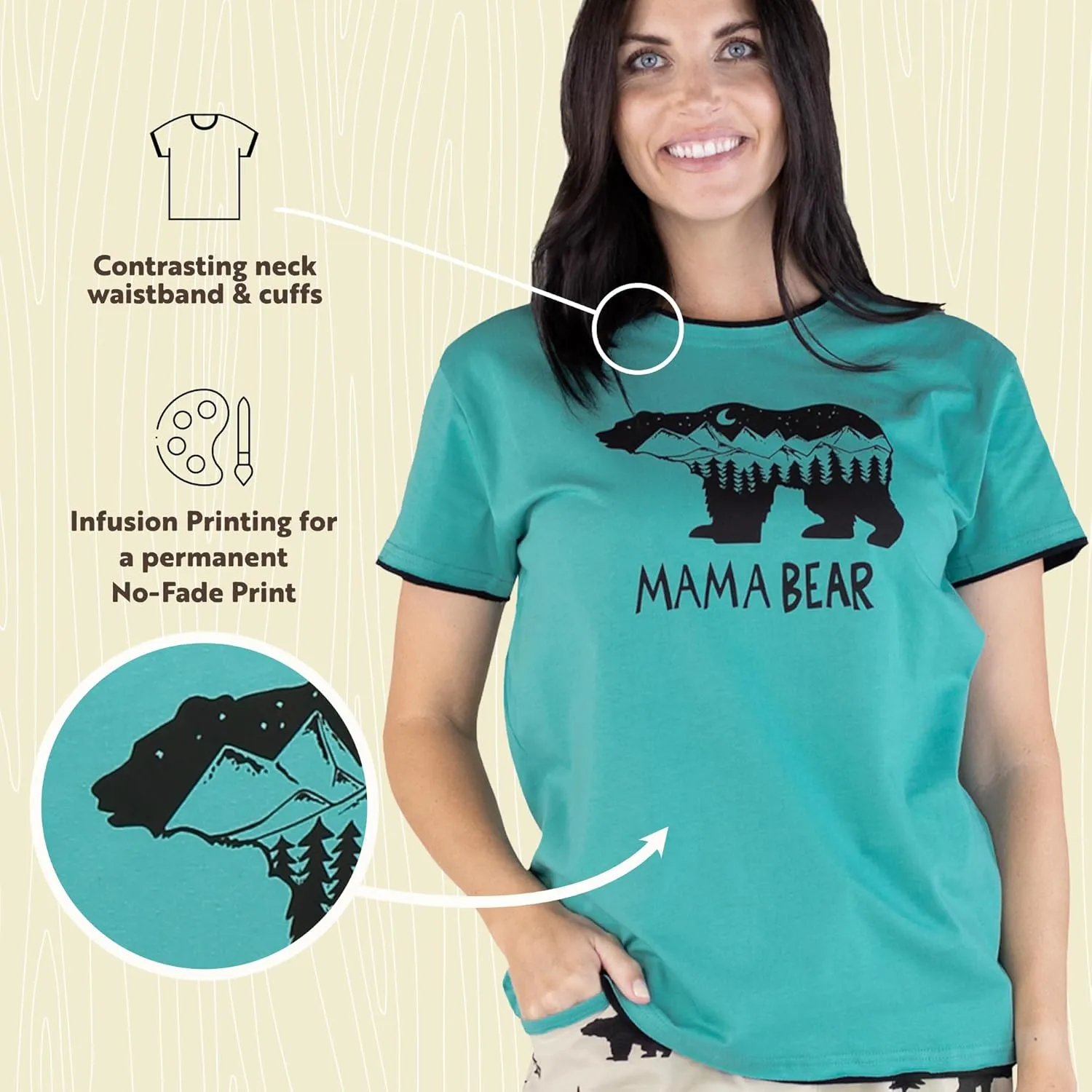 Lazy One Pajamas for Women, Cute Garden and Bear Pajama Pants and Top Separates