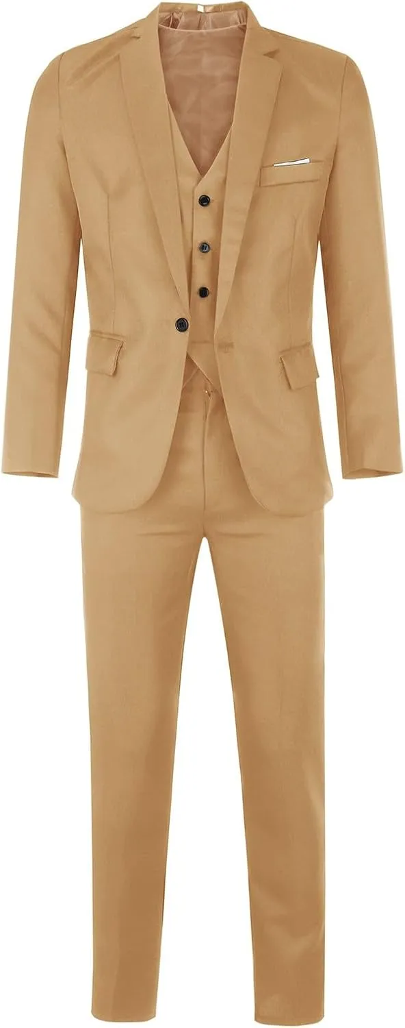 LCMTWX Men'S Suits Slim 3 Suit Business Wedding Party Jacket Vest & Pants Coat Big And Tall Suits For Men 3 Piece Suit 3