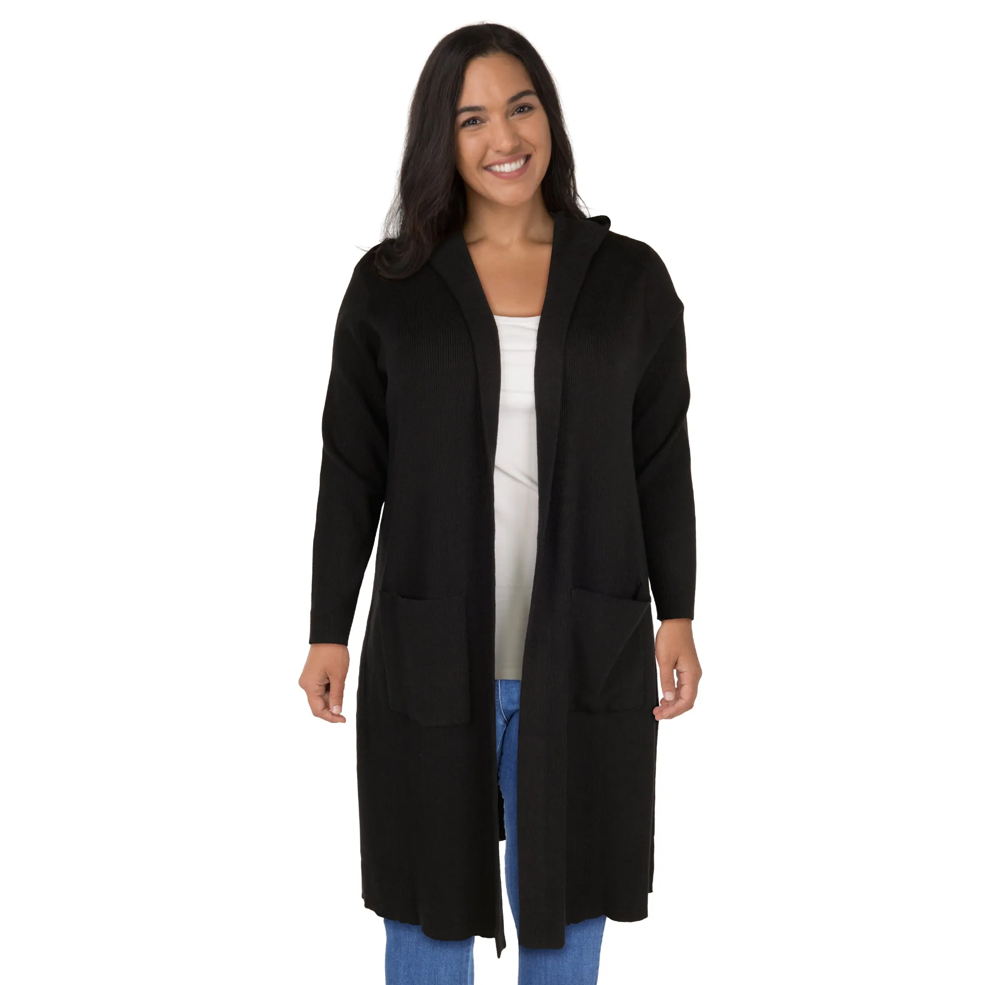 lily morgan Women's Plus Hooded Long Cardigan
