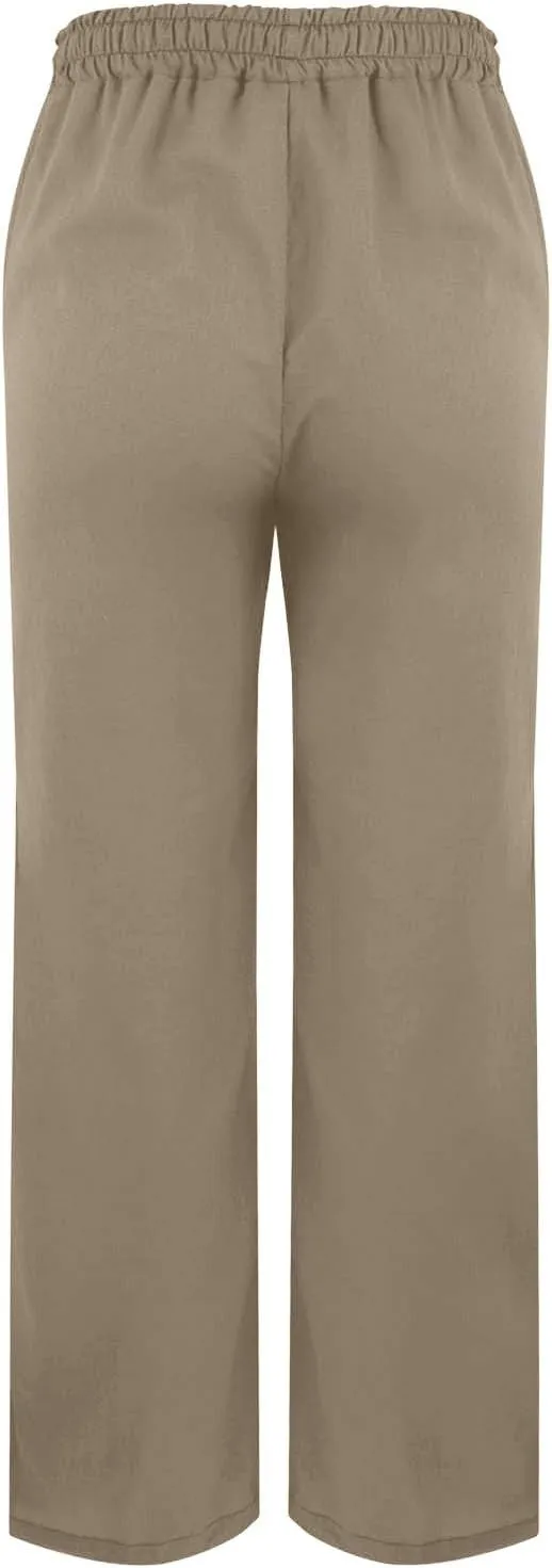 Linen Pants Women High Waist Elastic Straight Leg Lounge Pant 2025 Summer Casual Loose Lightweight Beach Trousers