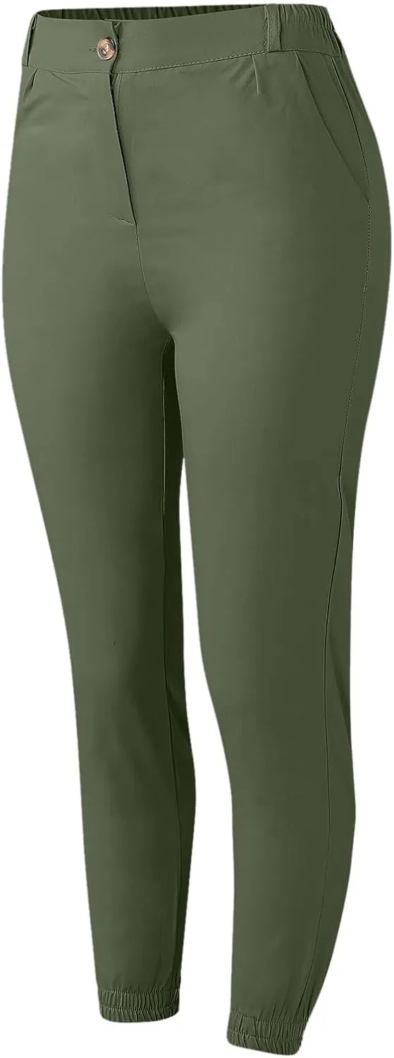 Linen Pants Womens Cotton High Waist Button Casual Pants Slim 2025 Trendy Spring Cropped Trousers with Pockets