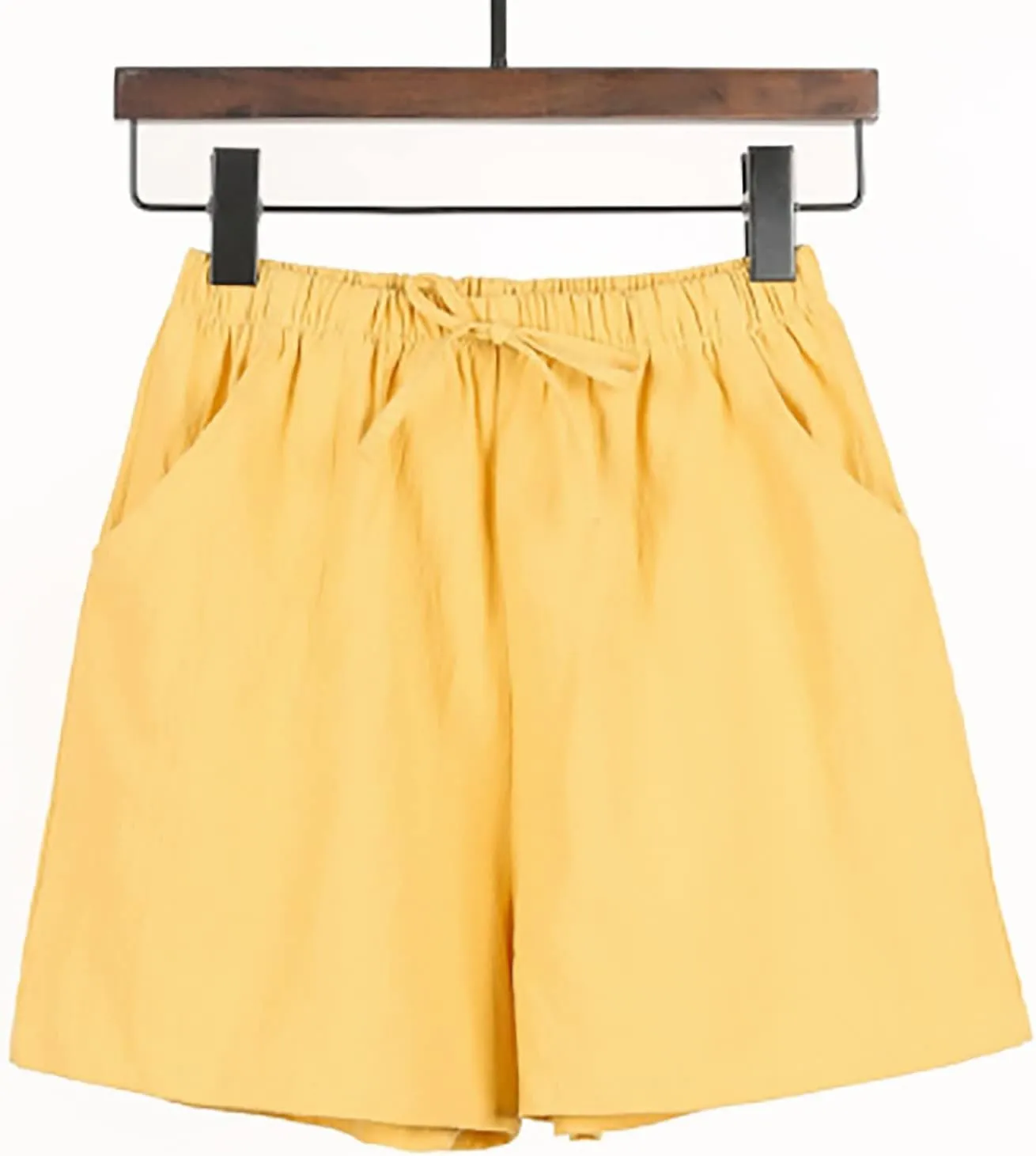 Linen Shorts for Women Plus Size Casual Pull On Pants Beach Lightweight Summer Boho Drawstring Trousers