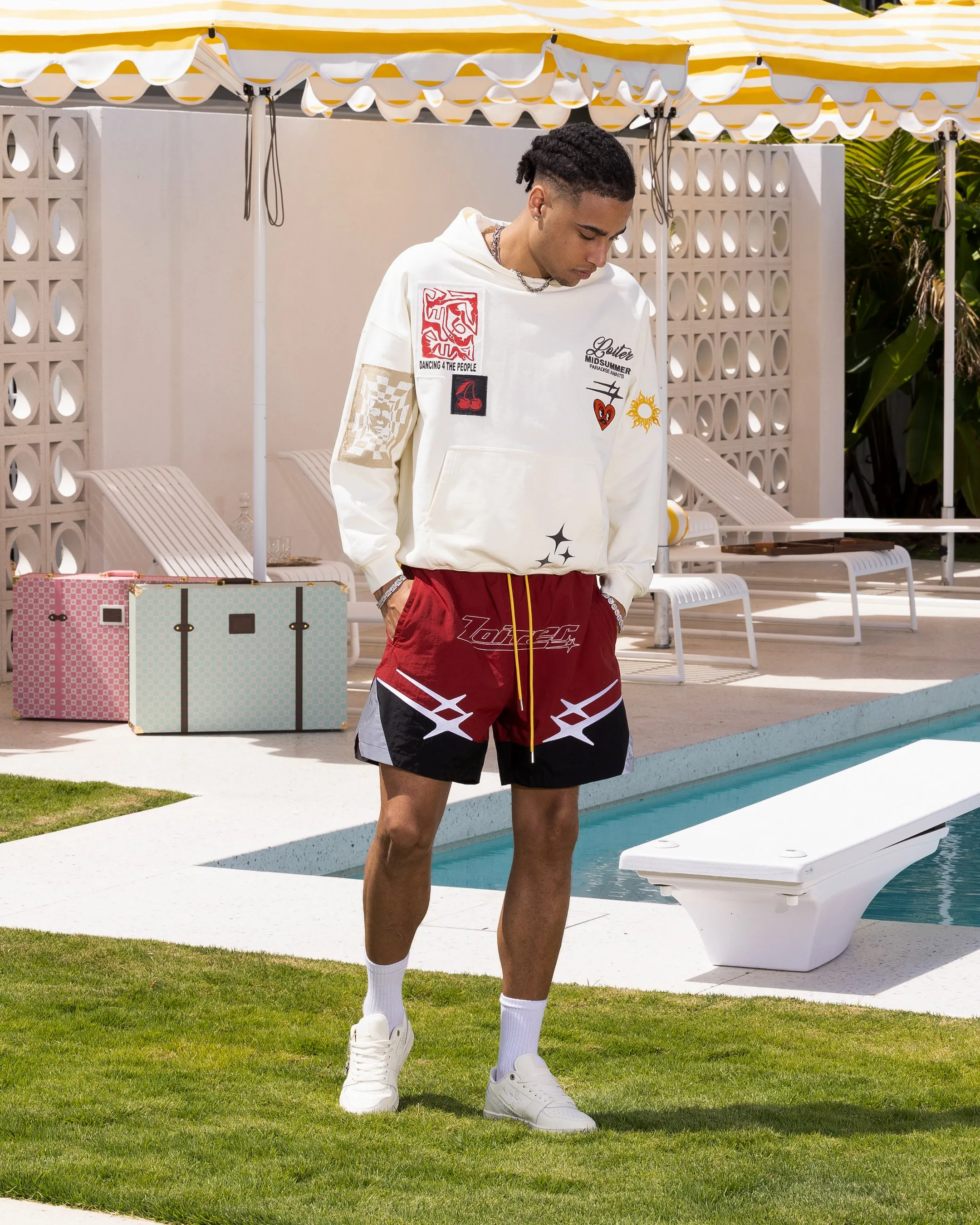 Loiter Patchwork Hoodie Off White