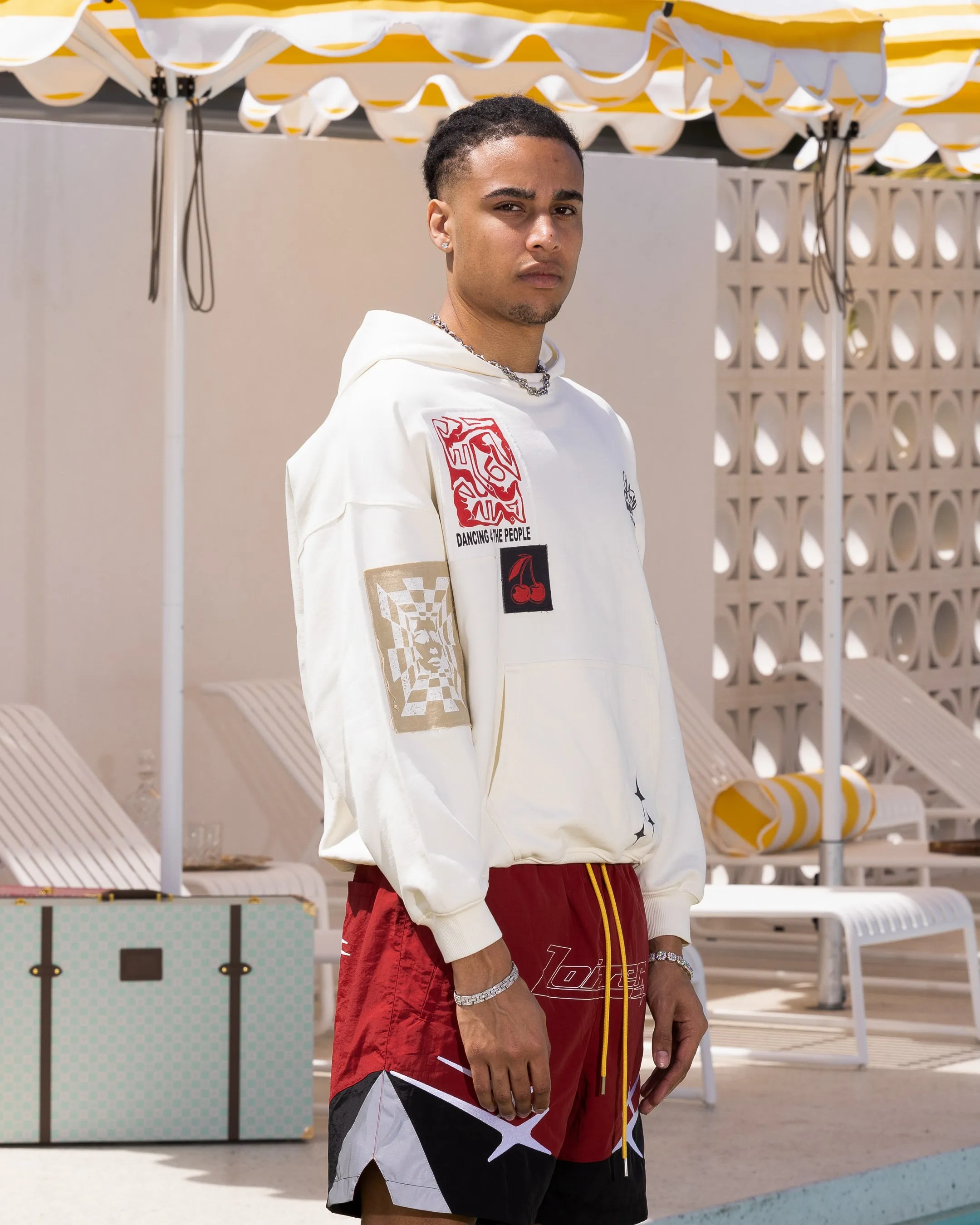 Loiter Patchwork Hoodie Off White