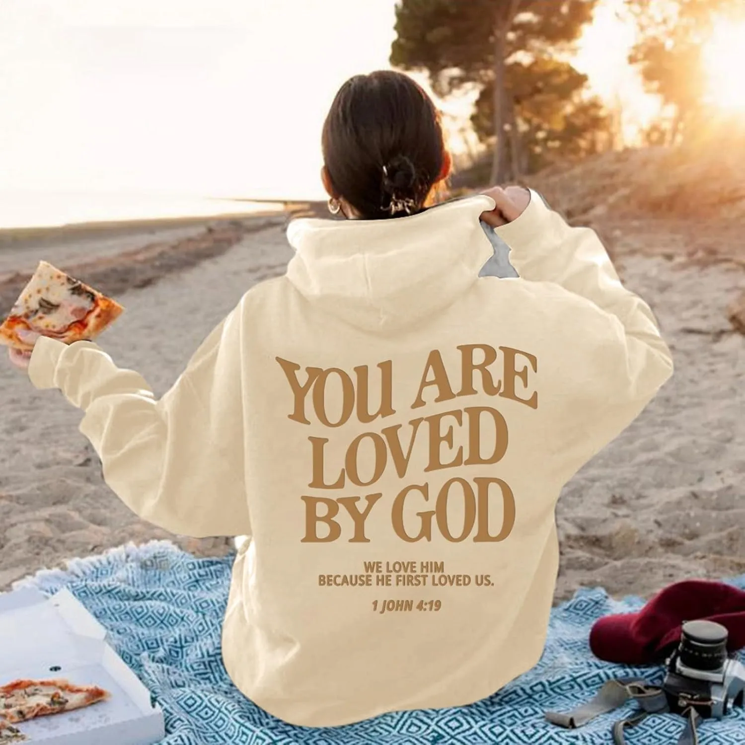 Love Like Jesus Graphic Christian Hoodies for Women Girls Oversized Long Sleeve Sweatshirts Drawstring Pockets Pullover Tops