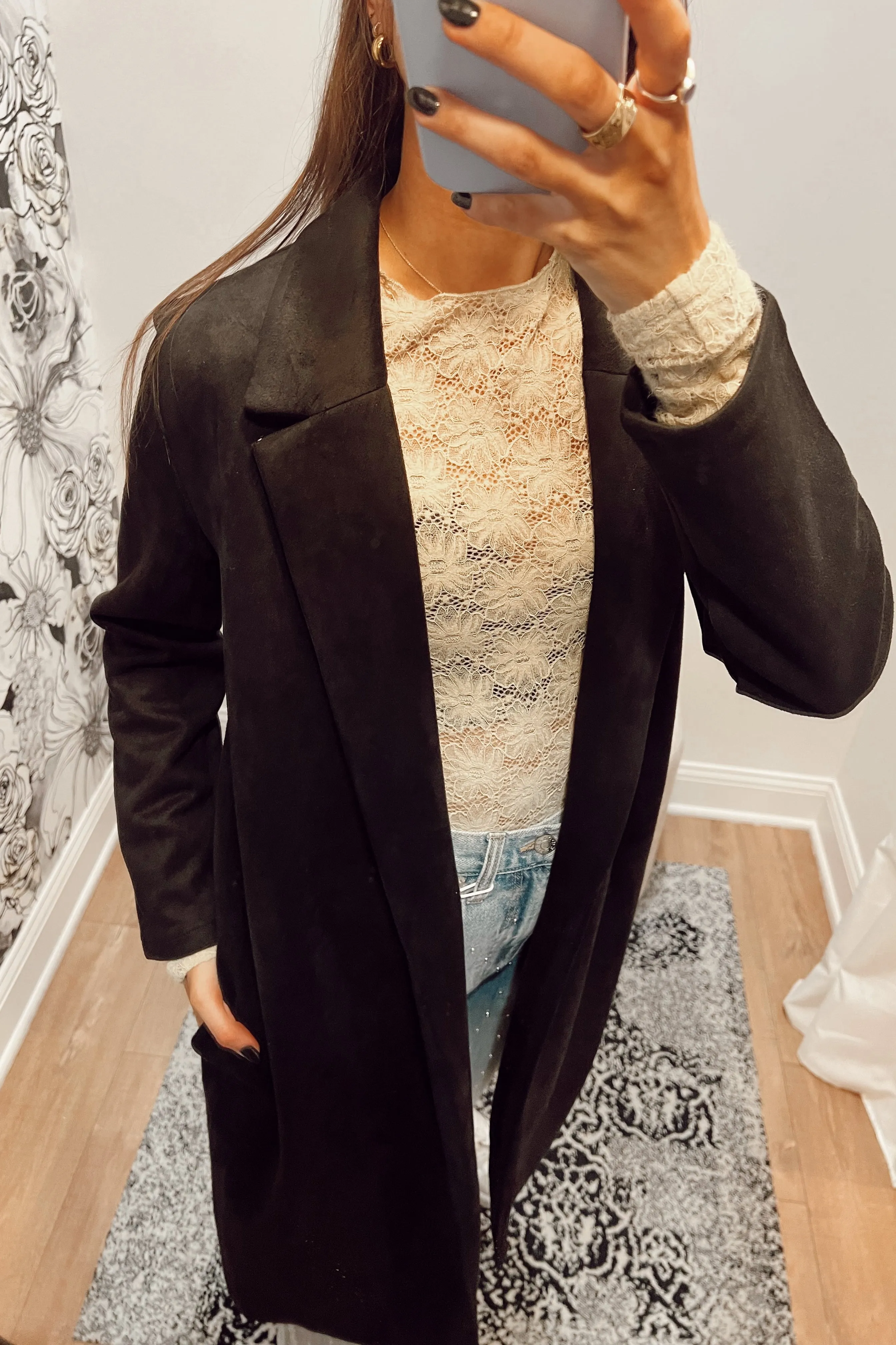 Love Poem Faux Suede Coat