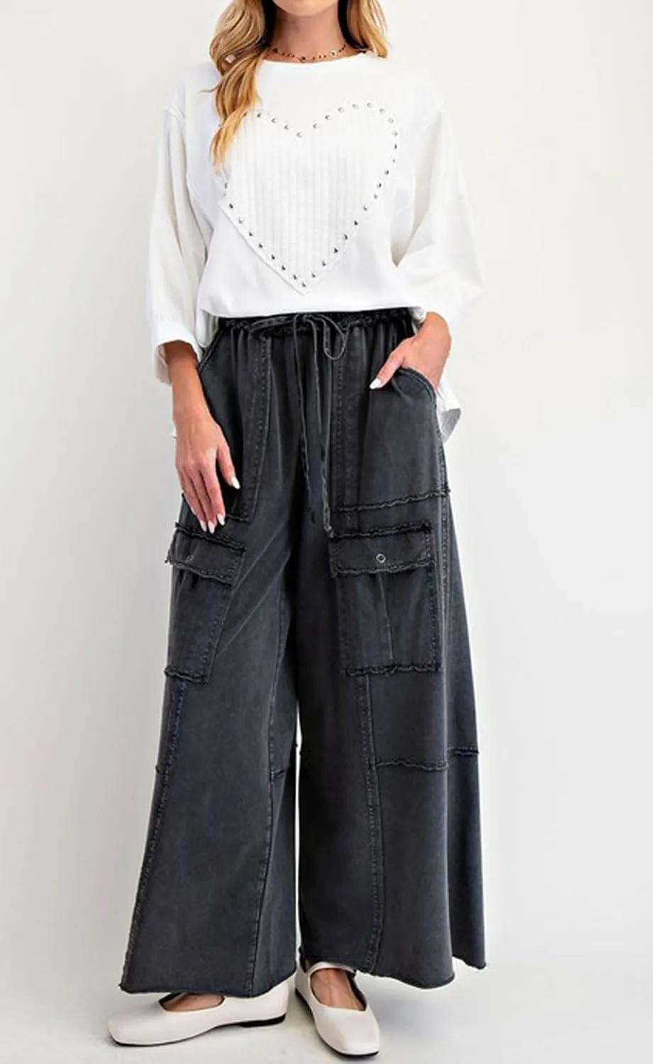 loveimgs Women 2025 Baggy High Waisted Wide Leg Cargo Pants Pockets Y2k Utility Pants Palazzo Sweatpants Slacks Trousers