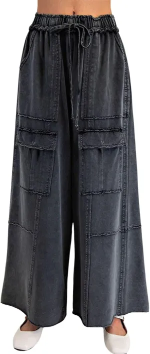 loveimgs Women 2025 Baggy High Waisted Wide Leg Cargo Pants Pockets Y2k Utility Pants Palazzo Sweatpants Slacks Trousers