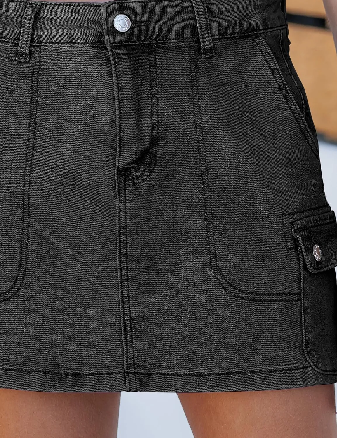 luvamia Jean Skirts for Women Denim Trendy High Waisted Mini Cargo Pockets Stretchy Short Skirt Country Concert Outfits