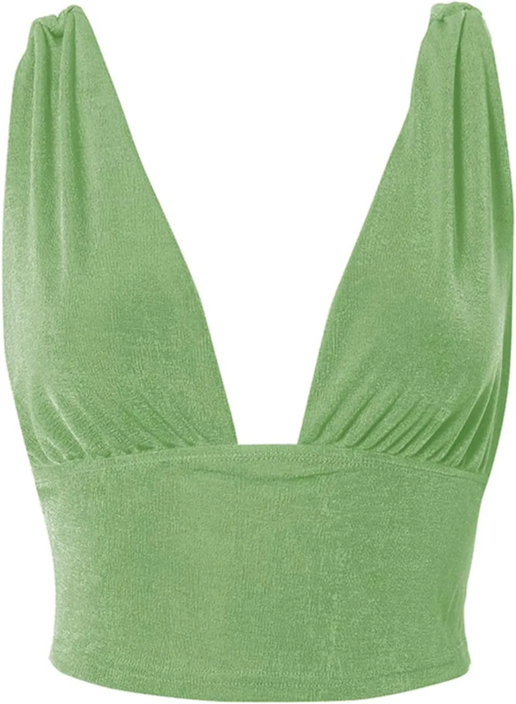 LYANER Women's Sexy Deep V Neck Slim Fitted Strap Crop Cami Tank Sleeveless Top