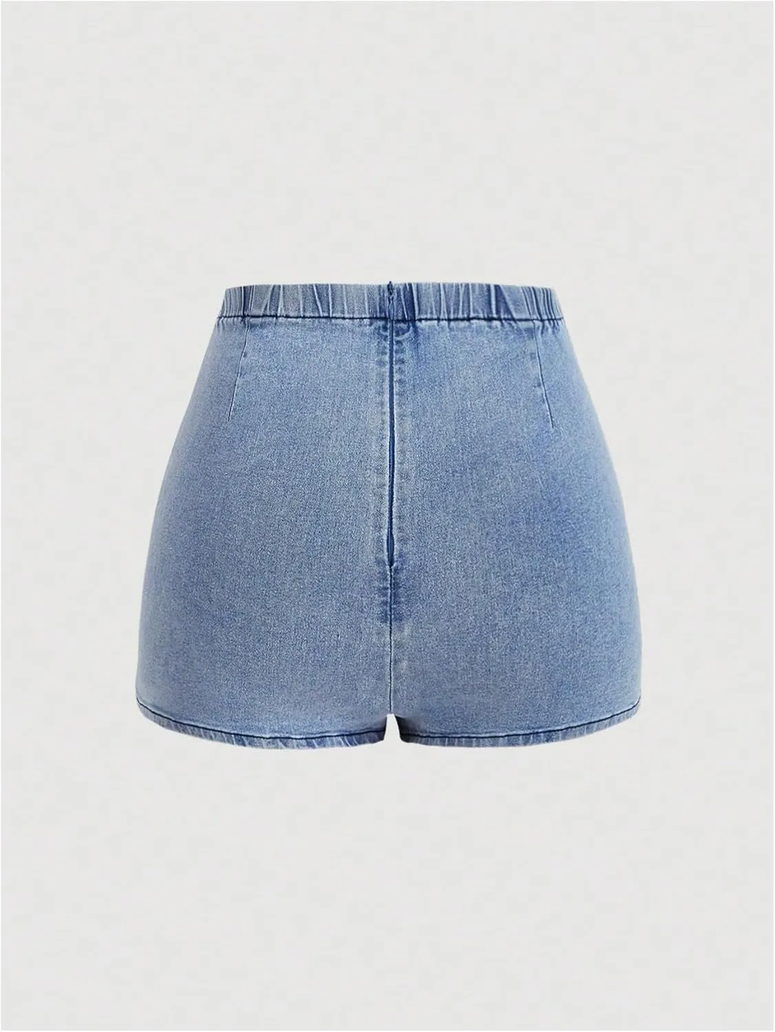 MakeMeChic Women's Plus Size Denim Shorts High Waist Ruched Mini Jean Skirt Skorts