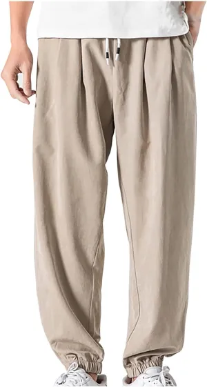 Man Pants for Men Fashion Casual Solid Stretch Waist Drawstring Trousers Outdoor Fashion Fall Baggy Joggers Sweatpant