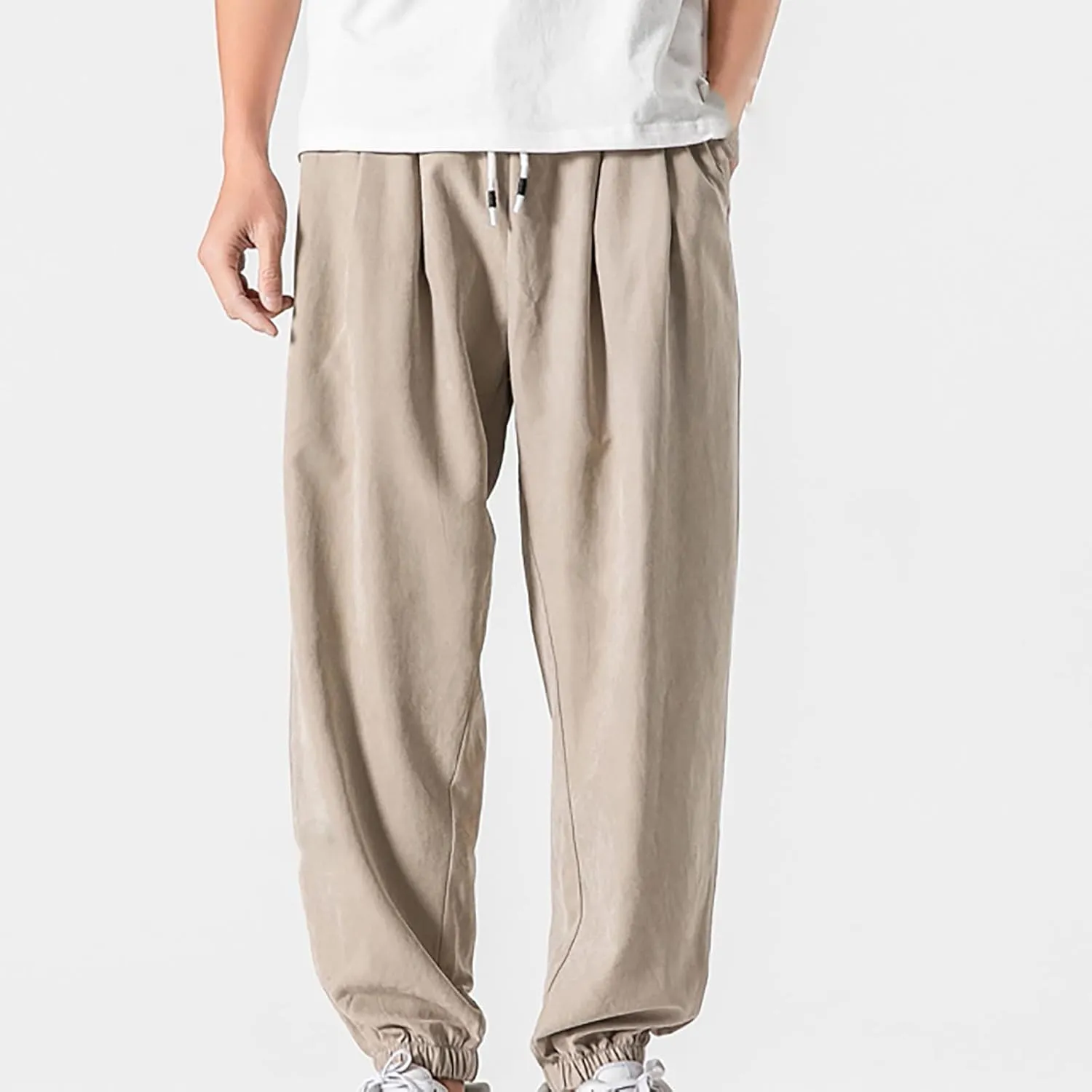 Man Pants for Men Fashion Casual Solid Stretch Waist Drawstring Trousers Outdoor Fashion Fall Baggy Joggers Sweatpant