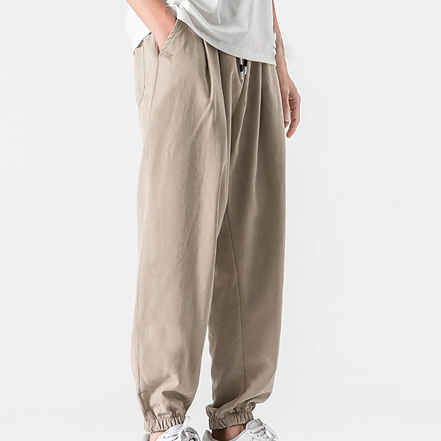 Man Pants for Men Fashion Casual Solid Stretch Waist Drawstring Trousers Outdoor Fashion Fall Baggy Joggers Sweatpant