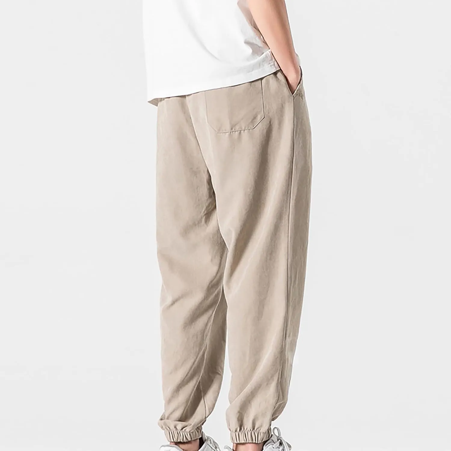 Man Pants for Men Fashion Casual Solid Stretch Waist Drawstring Trousers Outdoor Fashion Fall Baggy Joggers Sweatpant