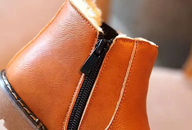 Mateo Vintage Zipper Plush Martin Boots
