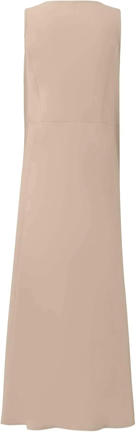 Maxi Dress for Women,2024 Summer Trendy Plain Plus Size Cotton Linen Dress,Casual Crewneck Sleeveless Flowy Sundress