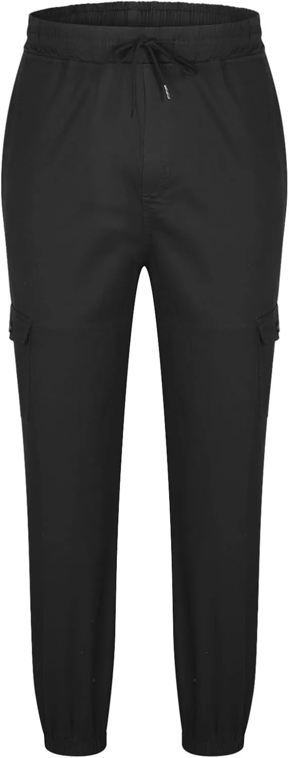 Men Cargo Jogger Pants Stretch Sweatpants Slim Fit Tactical Pants with Zipper Pockets Casual Elastic Waist Trousers