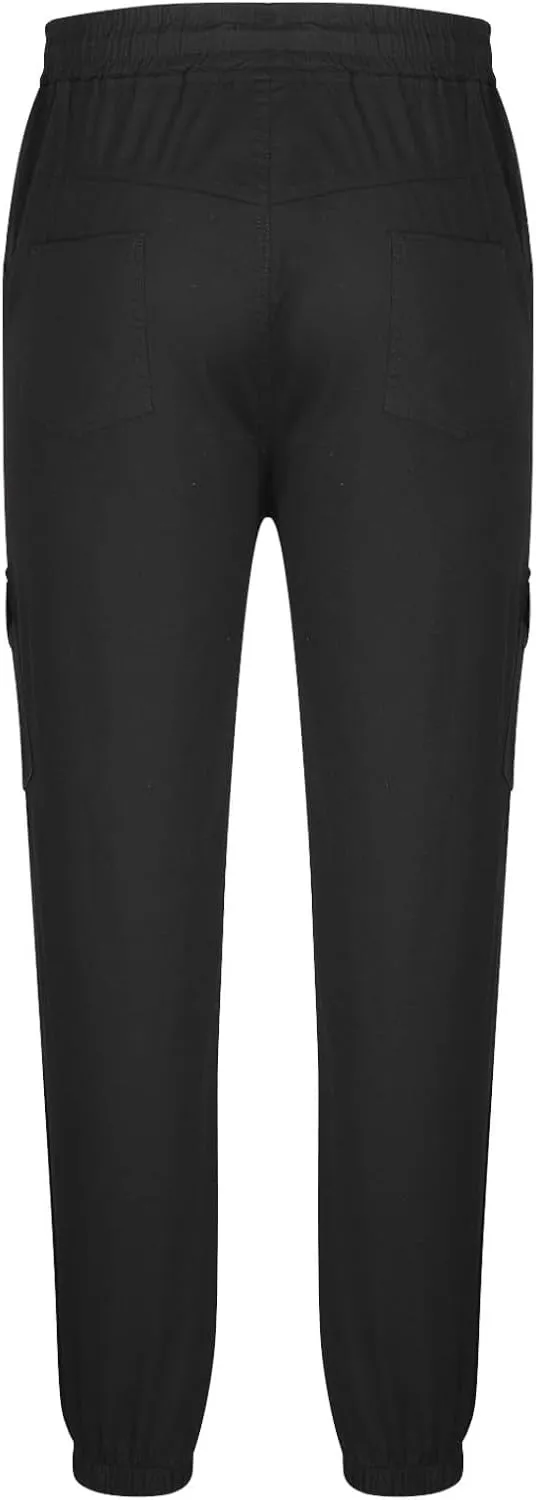 Men Cargo Jogger Pants Stretch Sweatpants Slim Fit Tactical Pants with Zipper Pockets Casual Elastic Waist Trousers