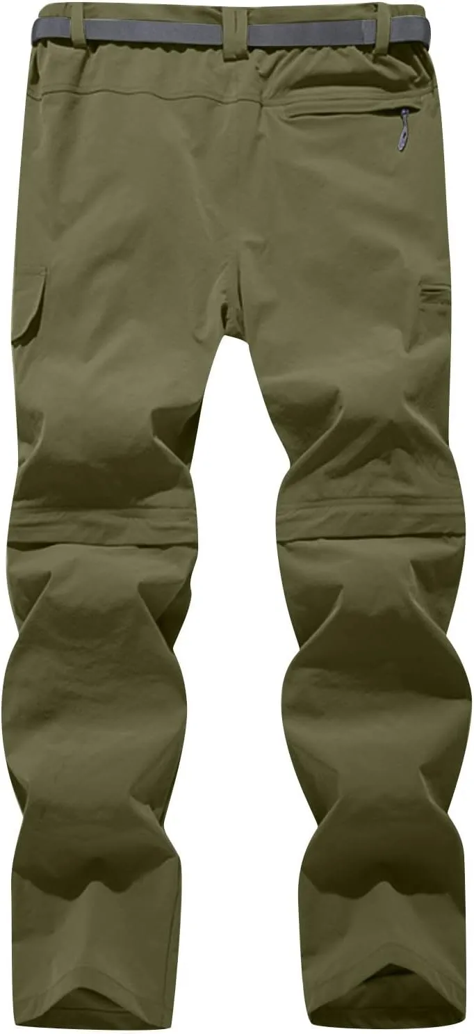Men Cargo Pants Regular Fit Solid Quick Dry Zip Off Straight Legs Casual Multi Pockets Work Utility Loose Trouser