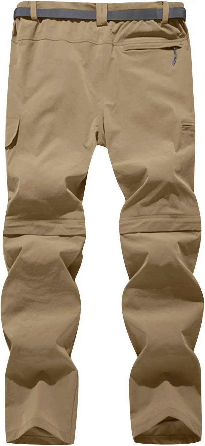 Men Cargo Pants Regular Fit Solid Quick Dry Zip Off Straight Legs Casual Multi Pockets Work Utility Loose Trouser