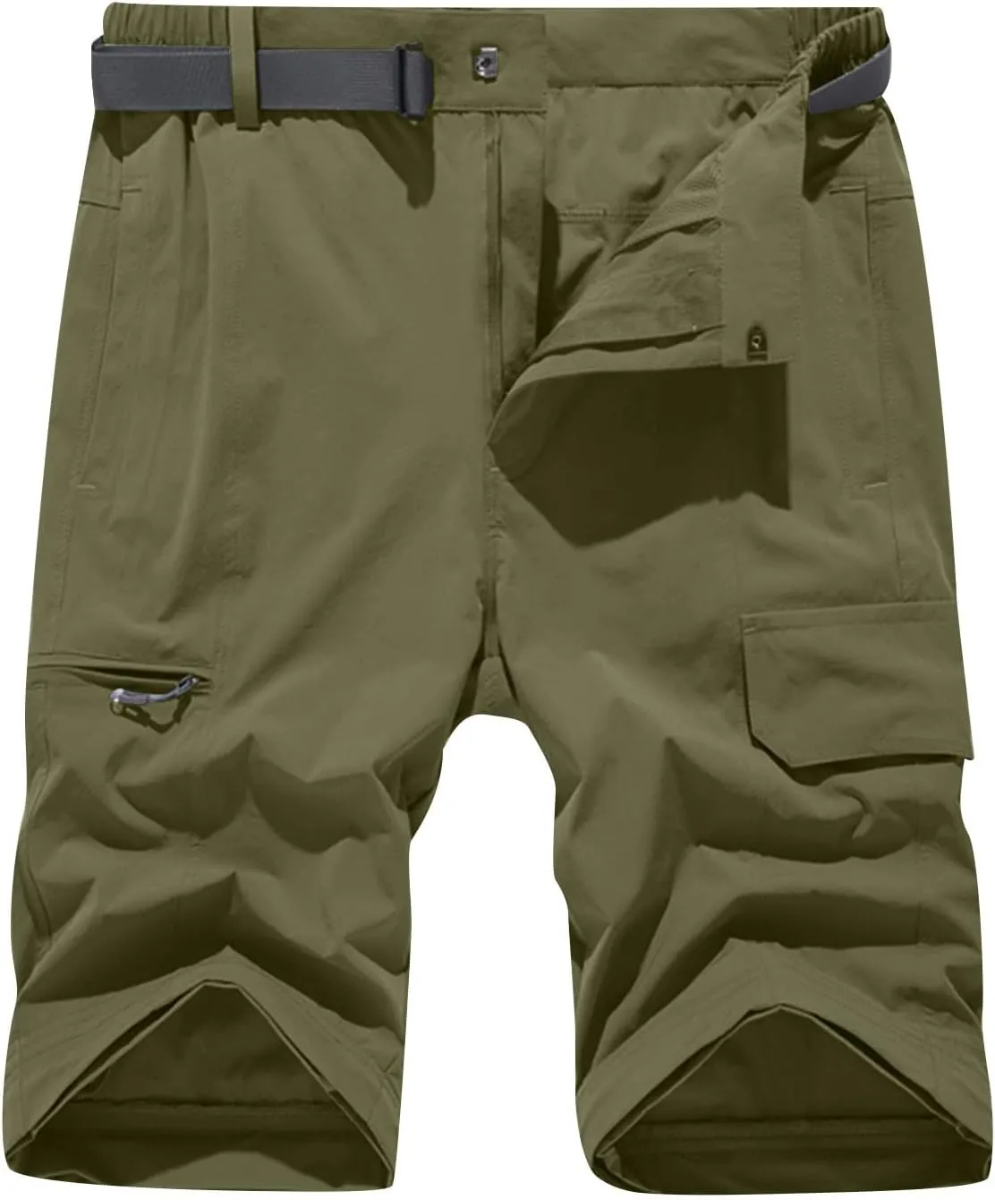 Men Cargo Pants Regular Fit Solid Quick Dry Zip Off Straight Legs Casual Multi Pockets Work Utility Loose Trouser