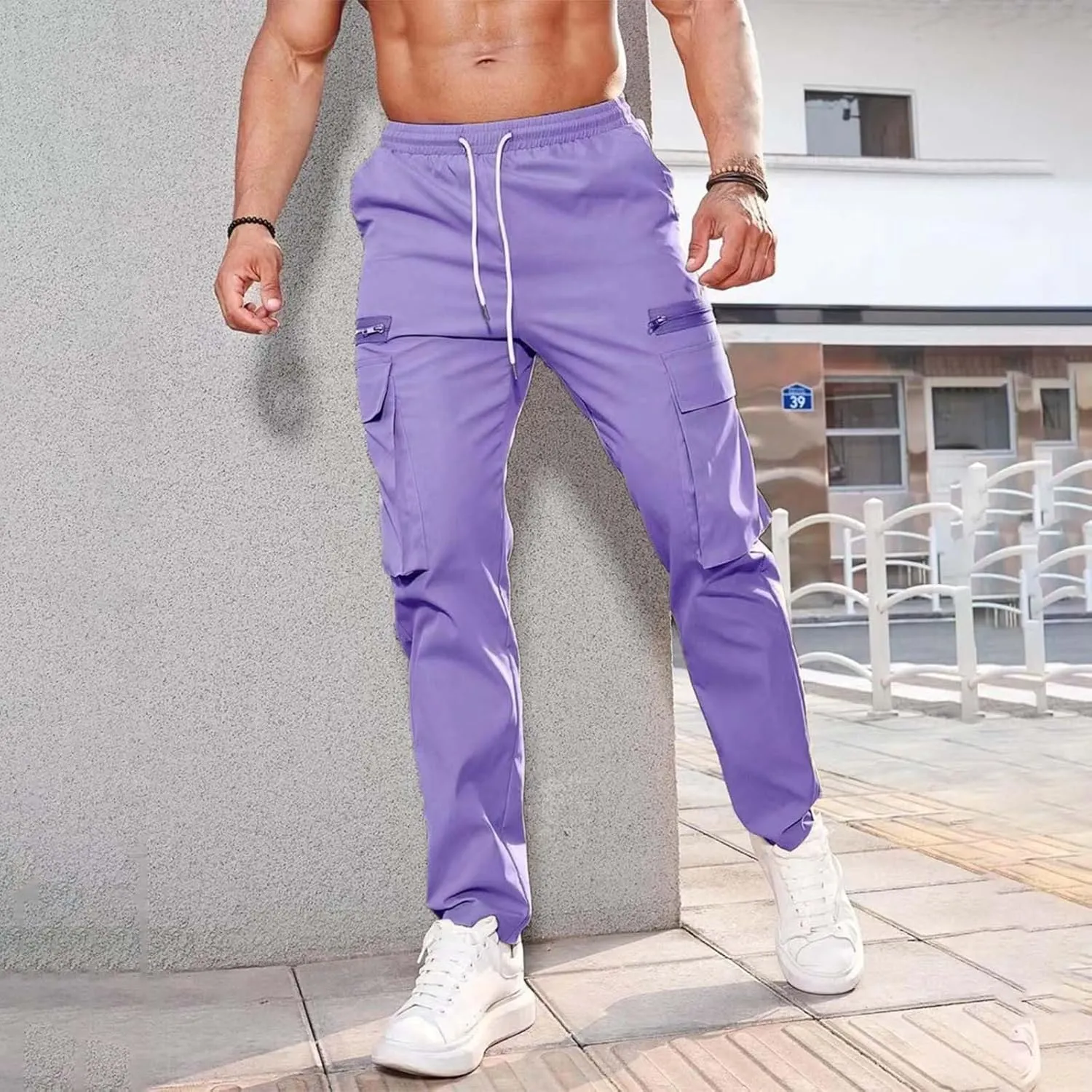 Men Joggers Mens Fashion Joggers Sports Pants Casual Cotton Cargo Pants Gym Sweatpants Trousers Mens Casual Cotton