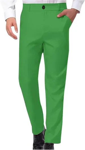 Men Suit Pant Flat Front Slim Fit Dress Pants Business Casual Cinch Bottom Tapered Chino Pants with Elastic Waistband