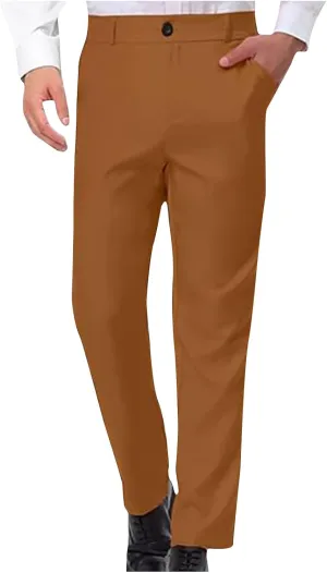 Men Suit Pant Flat Front Slim Fit Dress Pants Business Casual Cinch Bottom Tapered Chino Pants with Elastic Waistband