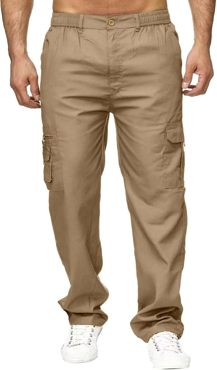 Men's Cargo Pants with Mutil Pockets Open Bottom Big and Tall Sweatpants Lightweight Elastic Waiset Casual Athletic Joggers
