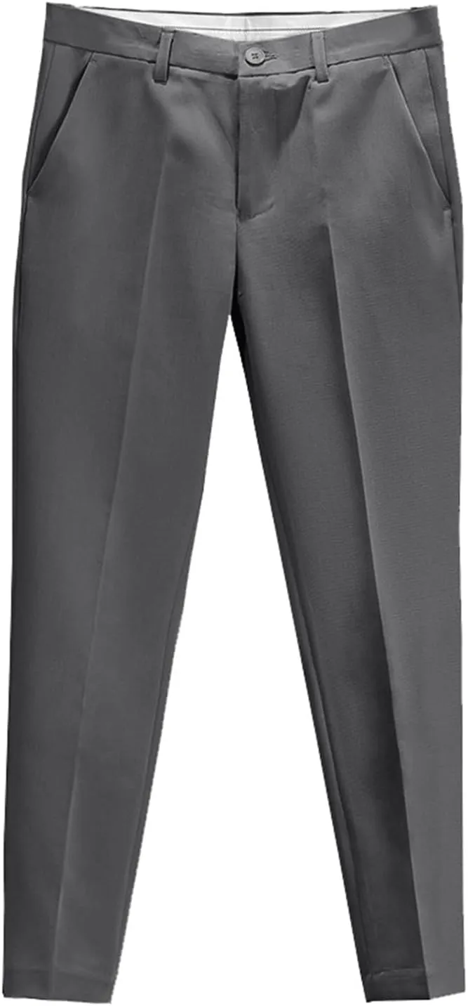 Men's Casual Chino Pants Classic Expandable Waist Formal Work Suit Pants Business Slim Fit Skinny Dress Pants