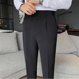 Men's Casual Chino Pants Solid Slim Fit Stretch Work Suit Pants Comfy Lightweight Slacks Dress Trousers