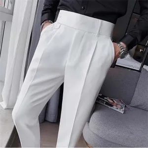 Men's Casual Chino Pants Solid Slim Fit Stretch Work Suit Pants Comfy Lightweight Slacks Dress Trousers