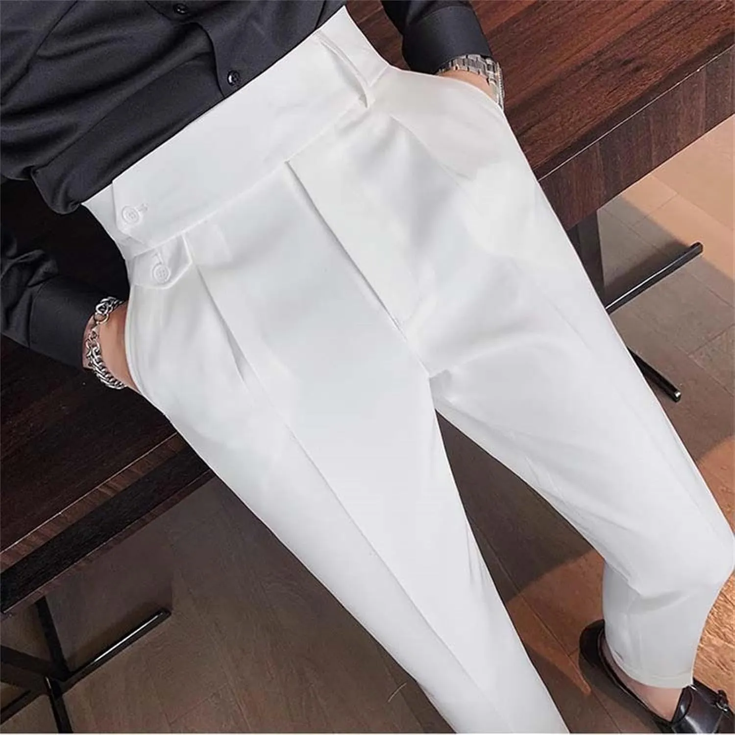 Men's Casual Chino Pants Solid Slim Fit Stretch Work Suit Pants Comfy Lightweight Slacks Dress Trousers