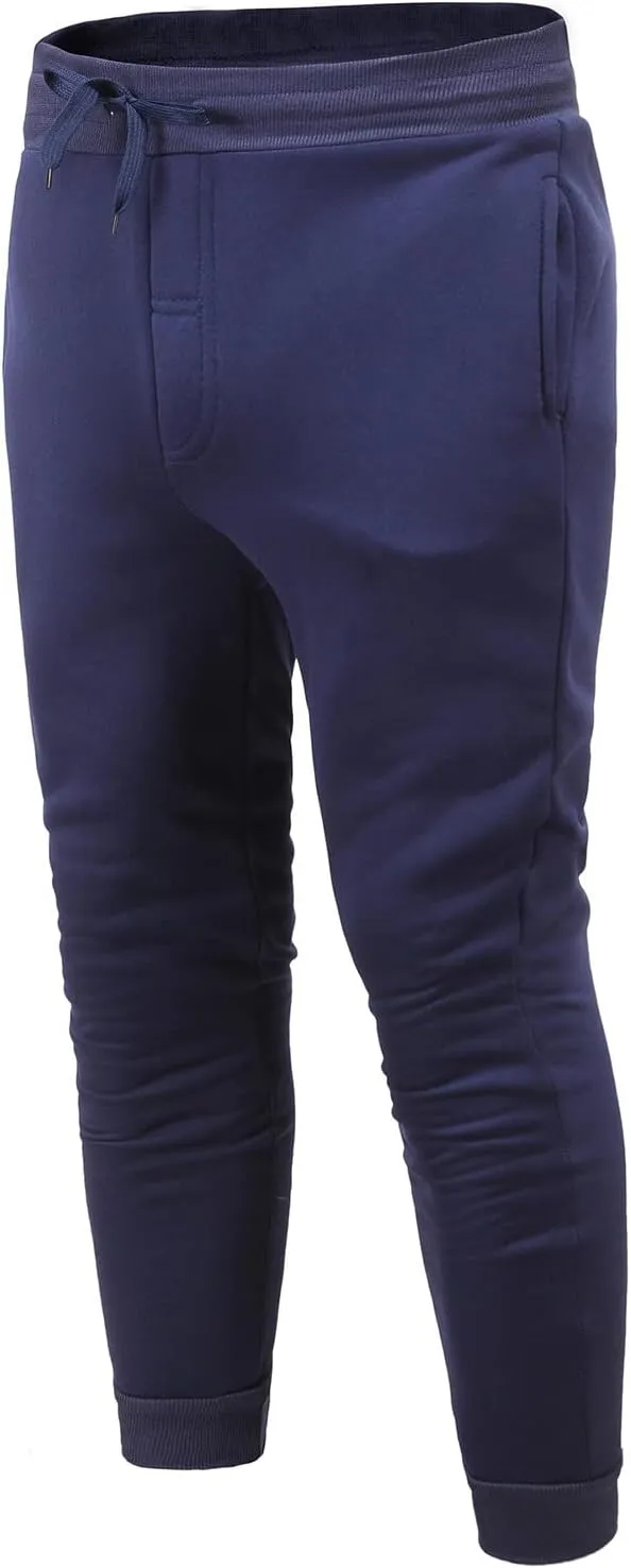 Men's Casual Cotton Sweatpants Elastic Waist Drawstring Joggers Stretch Slim Fit Sport Pants for Men with Pockets
